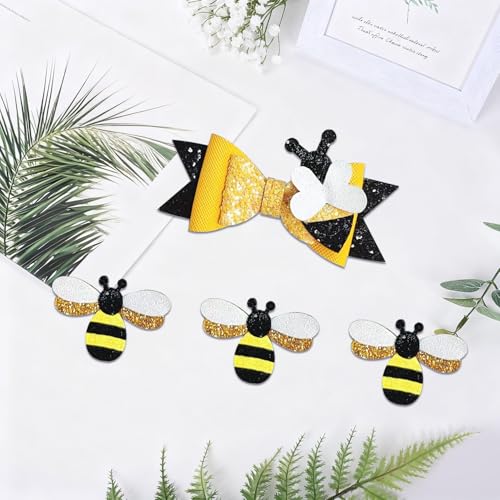 5-Piece Bee Glitter Hair Bow Clips Set for Kids & Toddlers