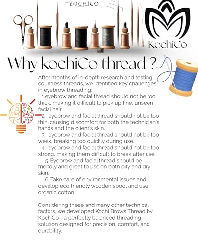 Kochi Co Organic Cotton Eyebrow Threading Kit for Precise Shaping - Pack of 1