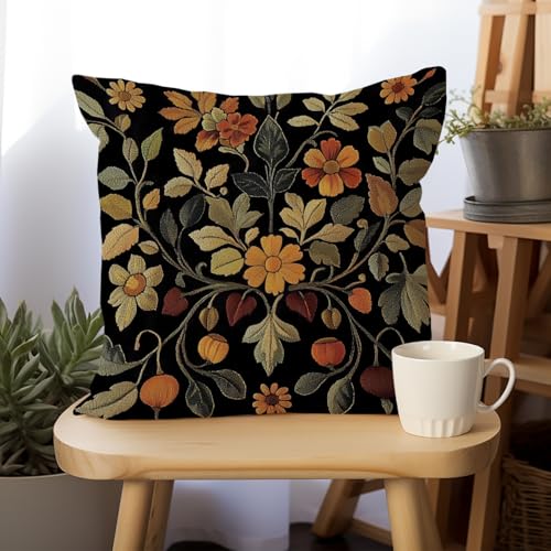 William Morris Floral Velvet Throw Pillow Cover 18x18"