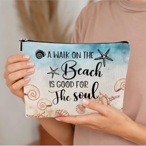 Beach Cosmetic Bag - Funny Travel Makeup Pouch for Vacation Essentials