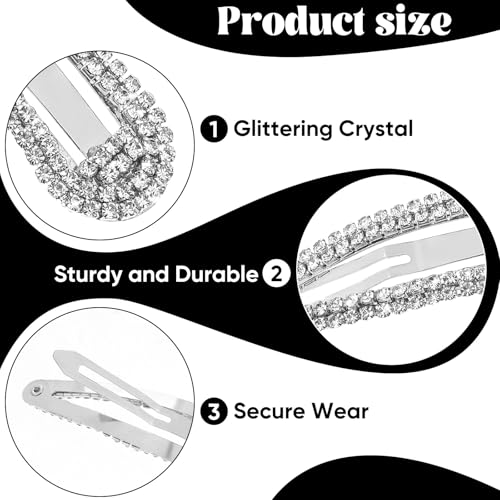 EupHHonycs 4Pcs Silver Rhinestone Duckbill Hair Clips – Water Drop Crystal Hair Barrettes