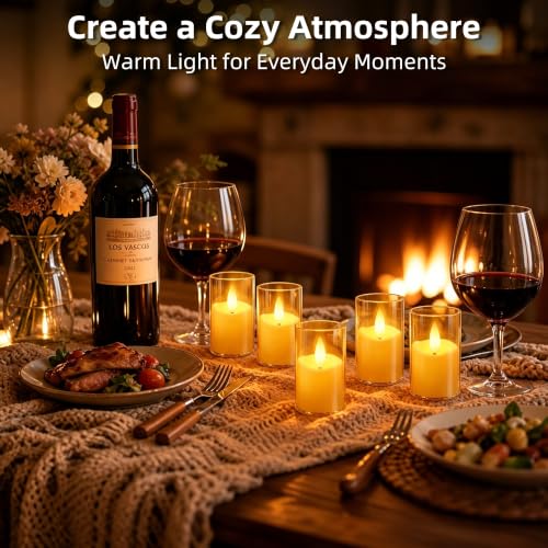 Rechargeable Flameless Tea Lights with Remote & Timer - Set of 6 Amber