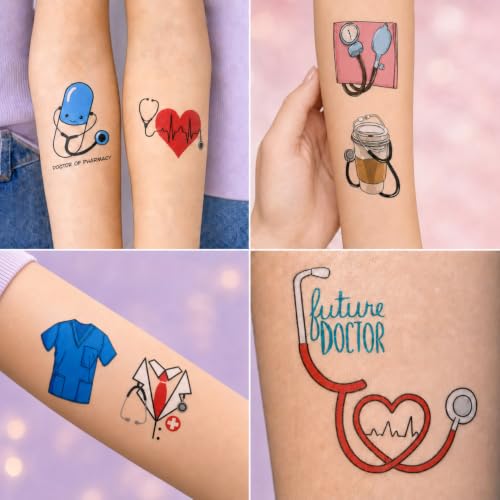 Doctor Tattoos for Kids - 96 PCS Medical & Nurse Themed Temporary Tattoos - Party Favors & Classroom Rewards