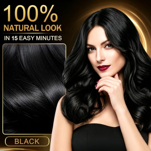 CPIEIOH Black Hair Dye Shampoo 3-in-1 Hair Color for Gray Coverage, Natural Botanical Formula, 15-Minute Salon-Quality Results