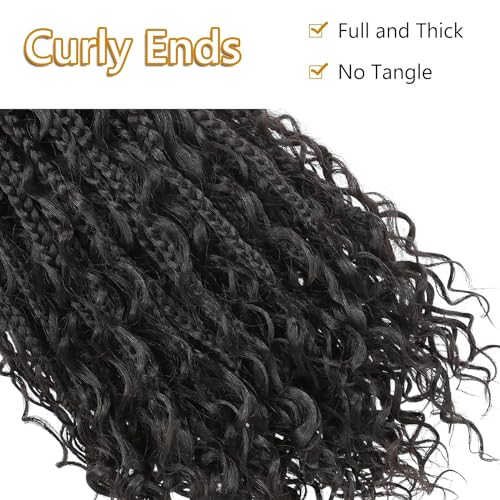 FIRSTCYH HAIR 14 Inch Goddess Box Braids Crochet Hair 1B Boho Style – 8 Packs