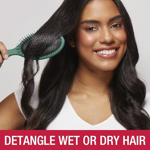 Conair Detangling Hair Brush Set – 3 Pack Tartan, Red, Green for All Hair Types