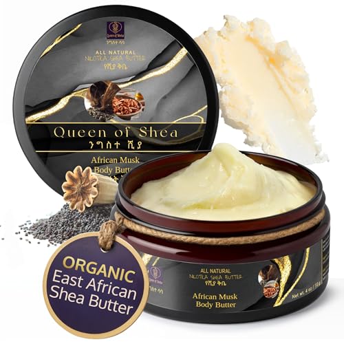 Queen of Shea African Musk Shea Body Butter 2oz - All Natural, Organic, Unrefined