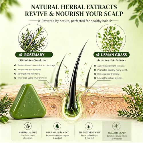 Htcpuo Rosemary Strengthening Shampoo Bar - Nourishing Repair for Damaged Hair, Moisturizing & Scalp Care - Variation 1