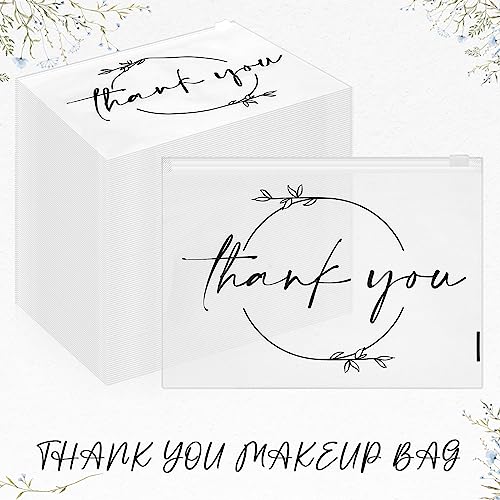 Ireer 100 Pcs Clear Makeup Bags Bulk EVA Gift Bags - Thank You Bags for Cosmetics & Travel