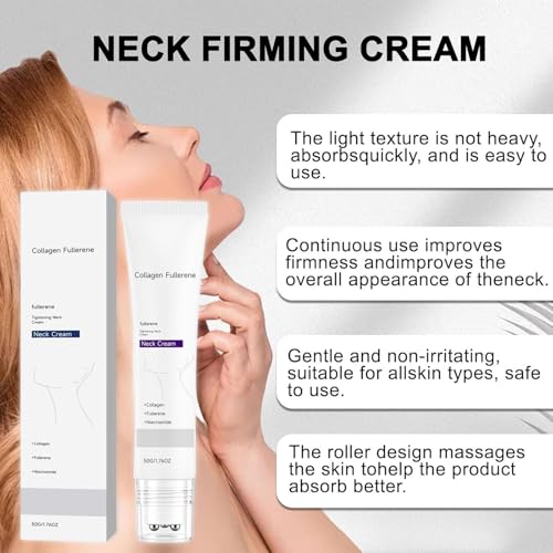 Tasunte Collagen Fullerene Firming Neck Cream with 5-Ball Massage Roller