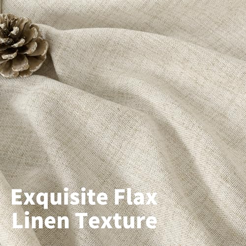 YoungsTex 2 Panel Linen Kitchen Curtains, 40 Inch Length, Light Filtering with Bronze Grommets