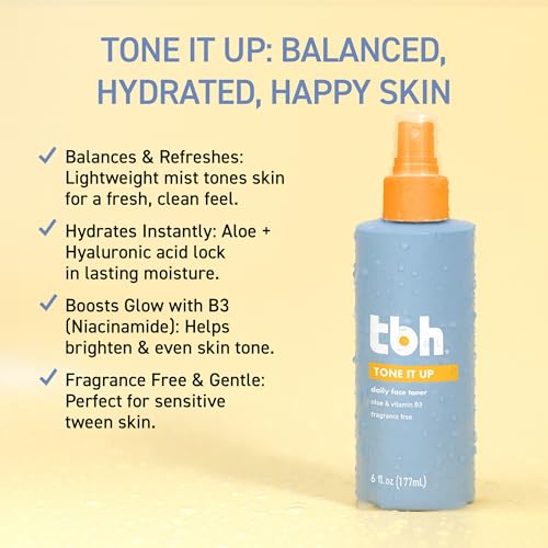 TBH Kids Hydrating Face Toner with Aloe & Hyaluronic Acid – Gentle, Alcohol-Free for Sensitive Skin – 6 oz – Face Toner for Girls & Boys
