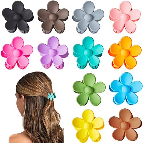 12 Pack Colorful Flower Hair Claw Clips for Girls & Women