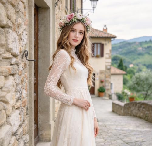 Vivivalue Bridal Flower Crown Garland Headband - Floral Halo (Variation J)
