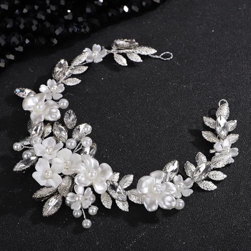Silver Leaf Flower Hair Vine for Women Wedding Bridal Hair Accessories