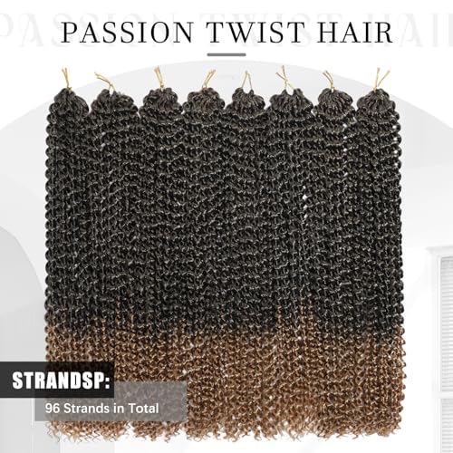 MCNJM Passion Twist Hair 12 Inch 8 Packs Water Wave Crochet Extensions for Black Women T/27#
