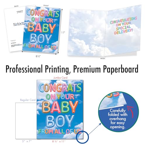 Jumbo Baby Congratulations Card for New Parents - 8.5 x 11 Inch