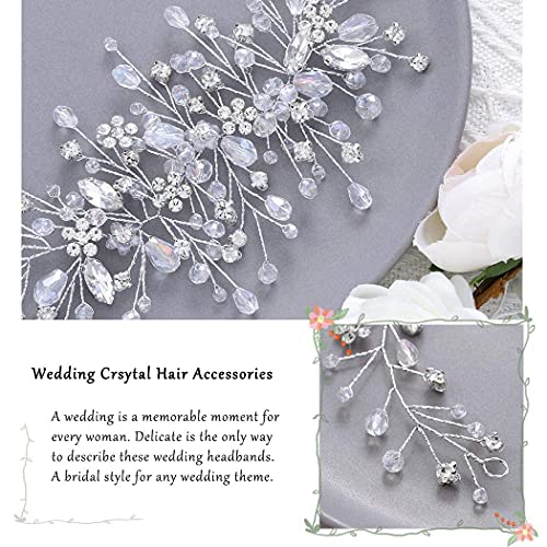 Unicra Silver Wedding Hair Vine with Crystals and Rhinestones Bridal Hair Accessory