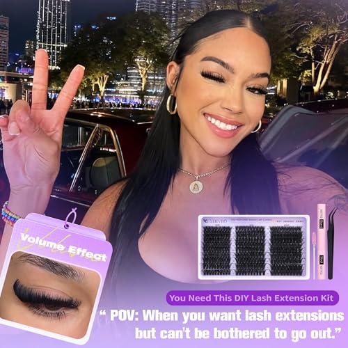 EYDEVRO Lash Clusters Kit 60D80D100D Volume Wispy Eyelash Extension Set with Bond & Tweezers