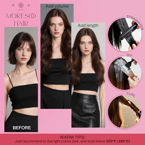 Moresoo Burgundy Red Tape Hair Extensions 10 Inch 20pcs | Remy Human Hair