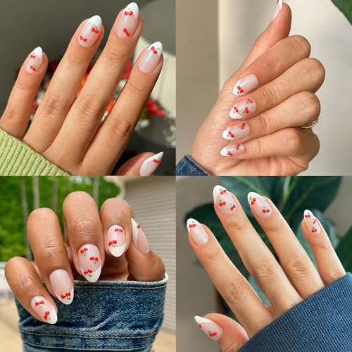 Olive & June Maximalist Press-On Nails Kit - Cherry French, 42 Non-Toxic Nails in 21 Sizes