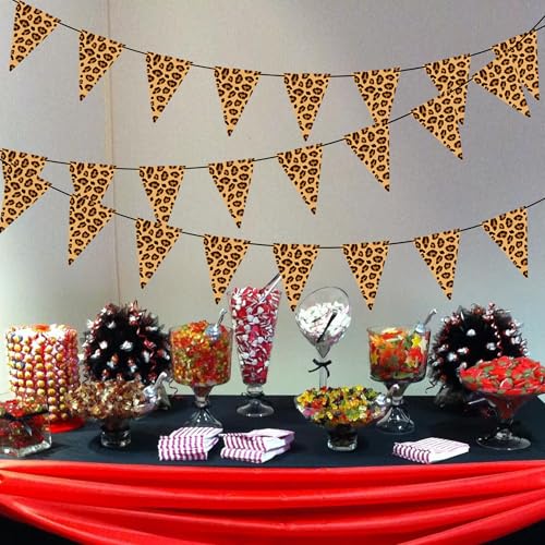 Cheetah Print Pennant Banners - 3PCS Leopard Party Decorations