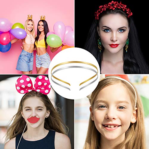Willbond 24 Pcs Metal Headbands DIY Hair Accessories in Gold & Silver