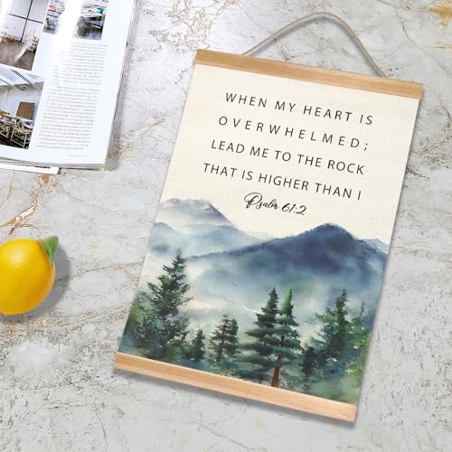 Inspirational Christian Wall Art - Psalm 61:2 Framed Canvas 14x18.5
