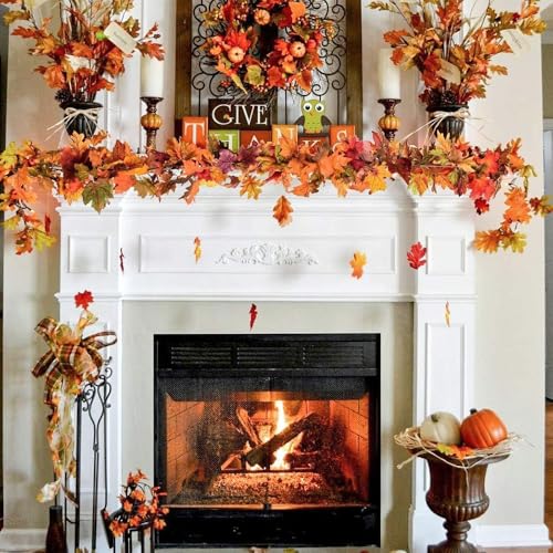 Set of 3 Artificial Fall Leaf Garlands - 18 ft Maple Decor