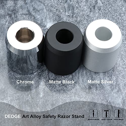 DEDGE Safety Razor Stand Matte Silver-Razor Holder Stand-Double Edge Safety Razor Stand-Shaver Holder for Bathroom Accessory-Opening Dimension is 1.7cm/0.67"