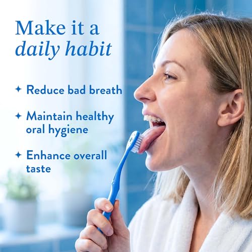 Tongue Cleaner Brush for Adults - Soft Bristle Tongue Scraper with Cap