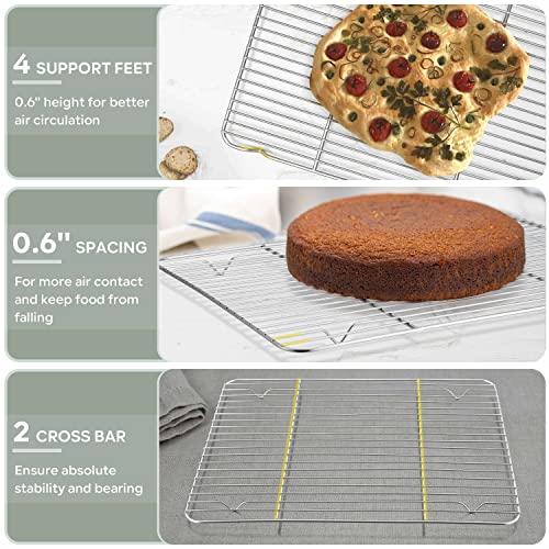 Herogo 2 Pack Stainless Steel Cooling Racks, 9.6" x 7.4" - Oven Safe & Rust Resistant