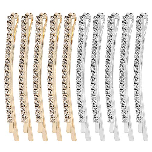 BTYMS Silver & Gold Rhinestone Bobby Pins Set - Elegant Hair Clips for Women & Girls