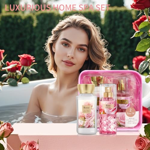 Bodybeau Rose 2PCS Spa Gift Set - Body Lotion & Body Mist for Women, Travel Size