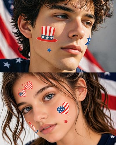 4th of July Temporary Tattoos for Kids - 108 Patriotic Designs