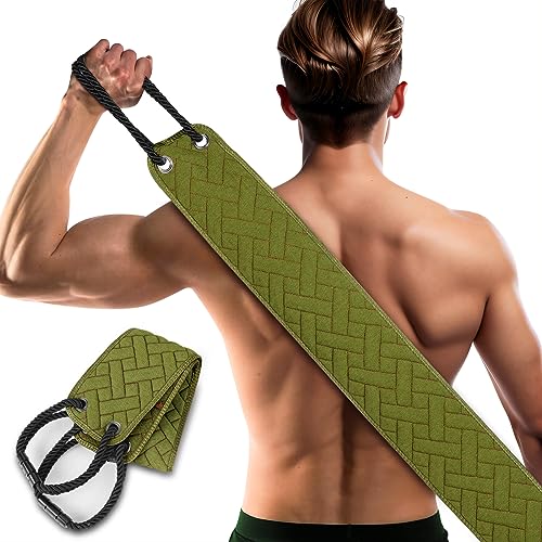 Eaxun 38.5 Inch Green Exfoliating Back Scrubber for Shower, Double-Sided Textured, Durable & Long Reach