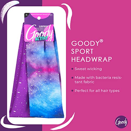 Goody Active Headwraps - Reflective Galaxy, 2 Count, Ouchless Fit