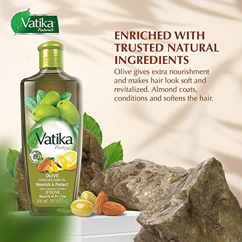 Vatika Naturals Olive Enriched Hair Oil 300ml - Nourishing Olive Scent (Pack of 1)