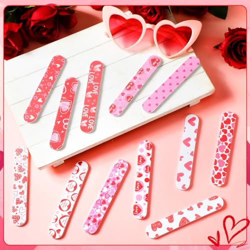 48 Pcs Valentine's Day Heart Nail Files - Double Sided Emery Boards