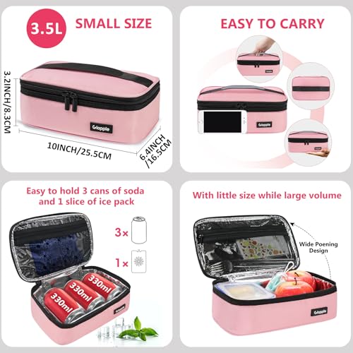 Gloppie Insulated Lunch Bag for Adults & Kids - Pink, Compact Size