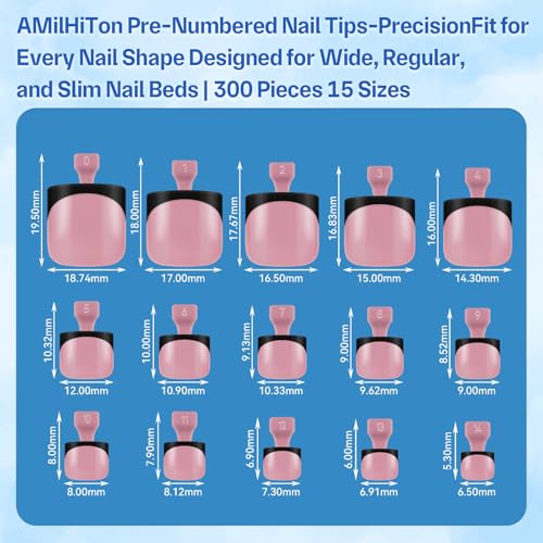 300PCS Long Square French Tip Toe Nail Tips for Wide Toenails, Soft