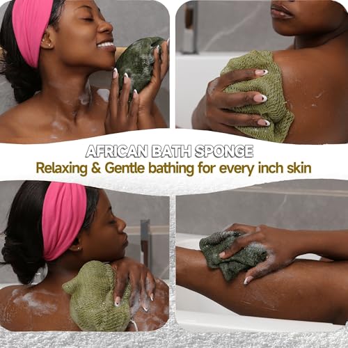 Exfoliating Bath Sponge Set - 5 Pack 45-Inch Nylon Net Scrubbers in Green, Gray, Brown, Black, Purple