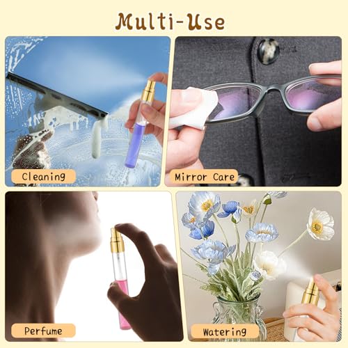 50 Pcs 10ml Fine Mist Glass Spray Bottles with Gold Lids - Refillable Perfume Vials