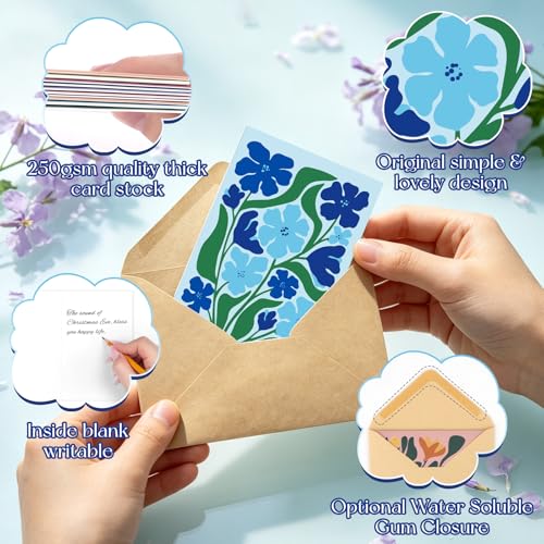 Miucat 32 Pack Floral Blank Greeting Cards with Envelopes - 8 Designs