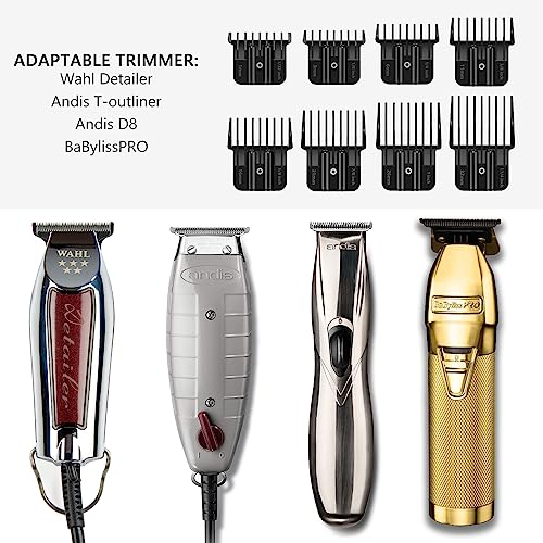 CR8GR8 8 Pack Hair Clipper Guards for Wahl & Andis - Adjustable Combs