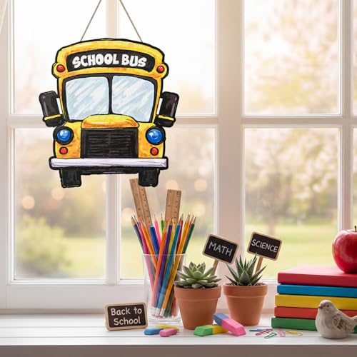 Wooden School Bus Door Sign for Classroom & Home Decor
