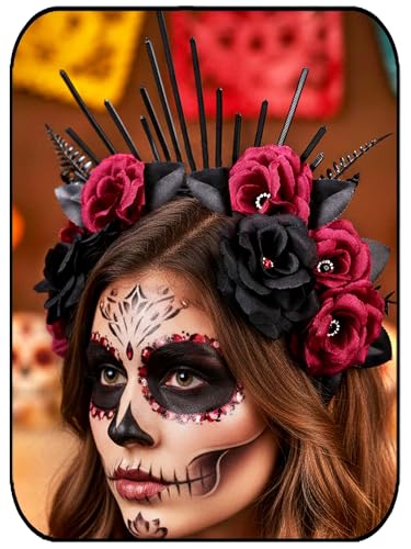 Formery Gothic Rose Sunburst Halo Headband Black Spiked Floral Crown