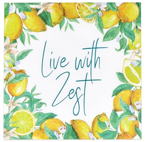 Floral Cocktail Napkins - Live with Zest, 100 Pcs Disposable, 10" x 10"