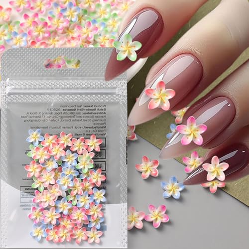 50 Pcs Flower Nail Art Charms - 3D Colorful Floral Rhinestones