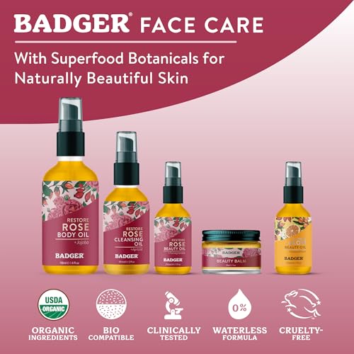 Badger Organic Rose Beauty Balm – Intensive Moisturizer for Face & Body